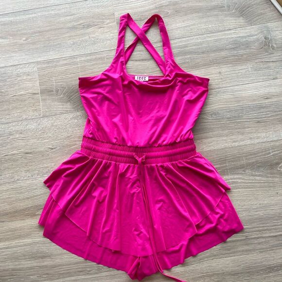 NEW Hot Pink TCEC Active Romper Summer Athletic Vacation Pickleball Tennis Sport - Picture 1 of 9